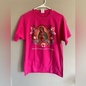 Pink Graphic T-Shirt Catholic church Religious Design Medium unisex